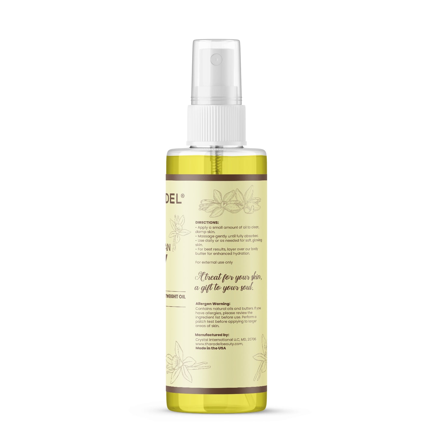 Tharadel SilkShine Body Oil – Vanilla Bean Scent