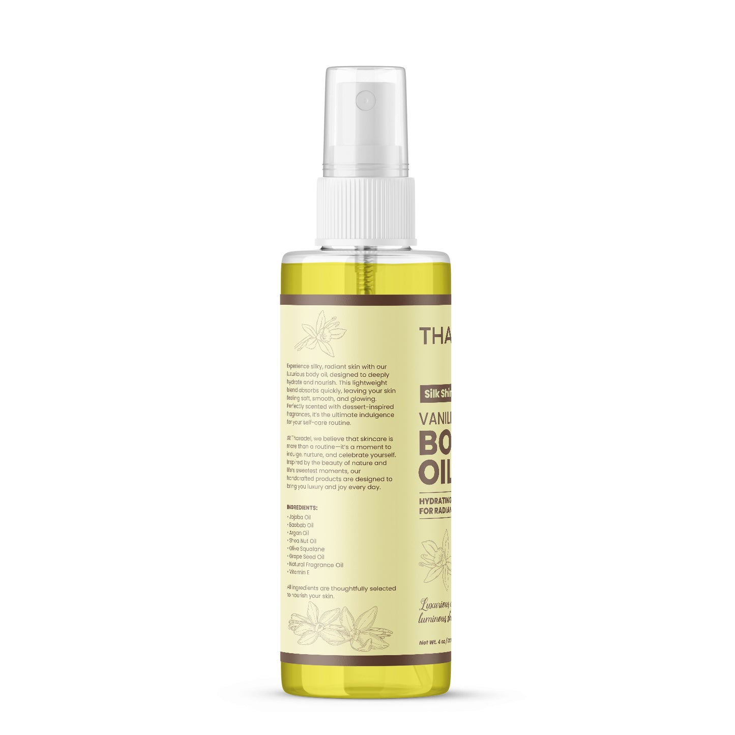 Tharadel SilkShine Body Oil – Vanilla Bean Scent